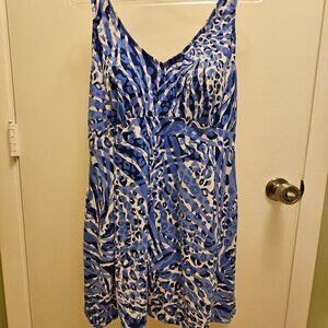 Size 16W Paradise Bay Blue and White Swimdress
